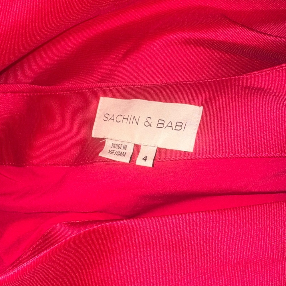 Sachin and Babi BONNIE one shoulder bow Berry Gown sz 4 - Picture 7 of 7